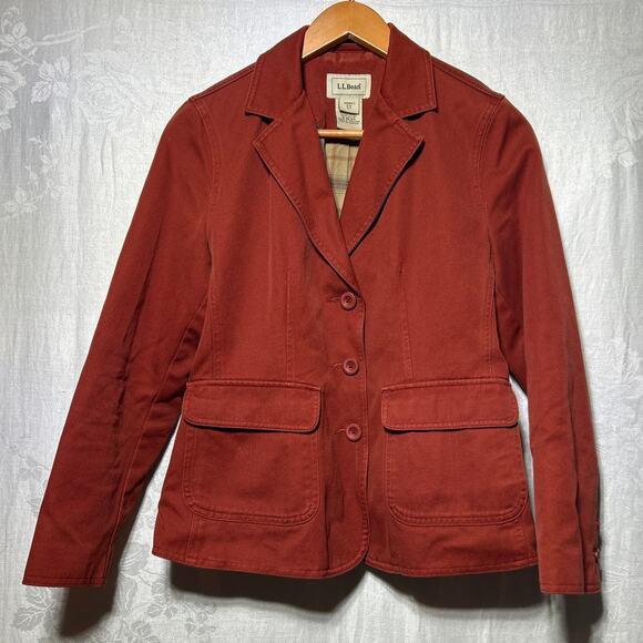 LL Bean Blazer XS PET Rust Corduroy Jacket Equestrian Western Lined Burnt Orange - Picture 1 of 12